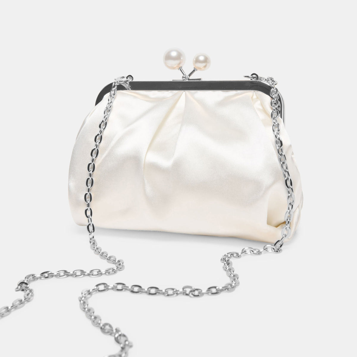 Dolce Vita HANDBAGS Kendall White Satin Clutch