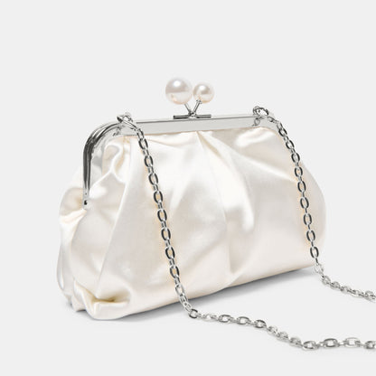 Dolce Vita HANDBAGS Kendall White Satin Clutch