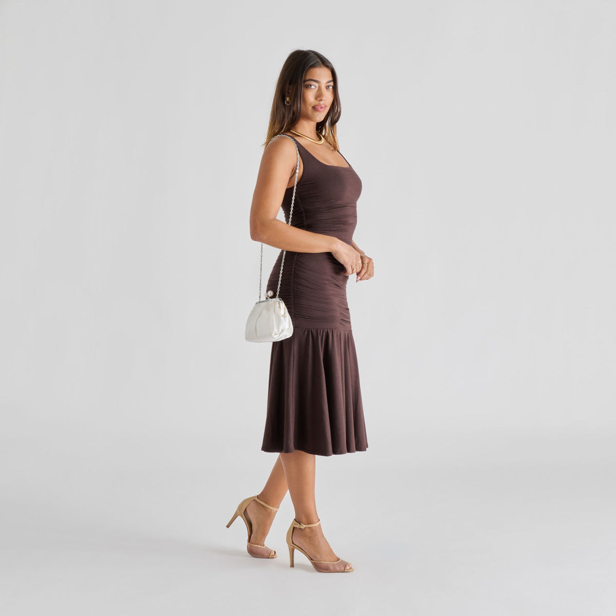 Dolce Vita HANDBAGS Kendall White Satin Clutch