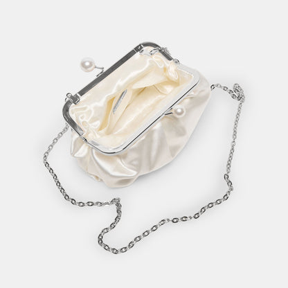 Dolce Vita HANDBAGS Kendall White Satin Clutch