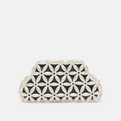 Dolce Vita HANDBAGS Marlow Black Satin Pearl Clutch
