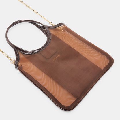 Dolce Vita HANDBAGS SYLVENE Chocolate Mesh Removable Crossbody Handbag