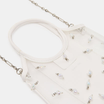Dolce Vita HANDBAGS SYLVENE PEARL White Mesh Removable Crossbody Handbag