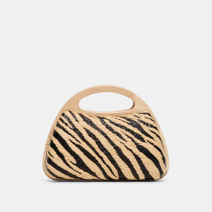 Dolce Vita HANDBAGS Maelie Black Natural Zebra Raffia Handbag