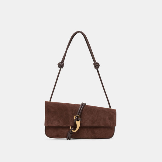 Dolce Vita HANDBAGS Alice Chocolate Suede Shoulder Bag
