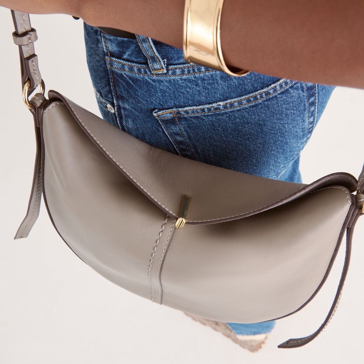 Dolce Vita HANDBAGS Burano Grey Leather Crossbody