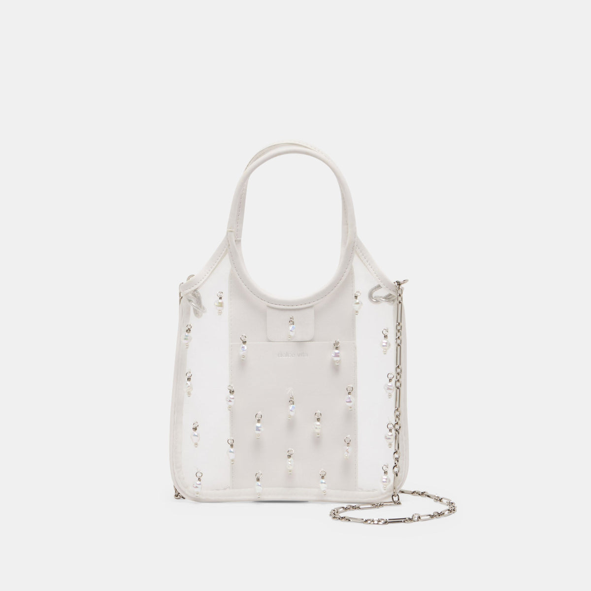 Dolce Vita HANDBAGS SYLVENE PEARL White Mesh Removable Crossbody Handbag
