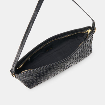 Dolce Vita HANDBAGS Savaii Black Woven Leather Shoulder Bag