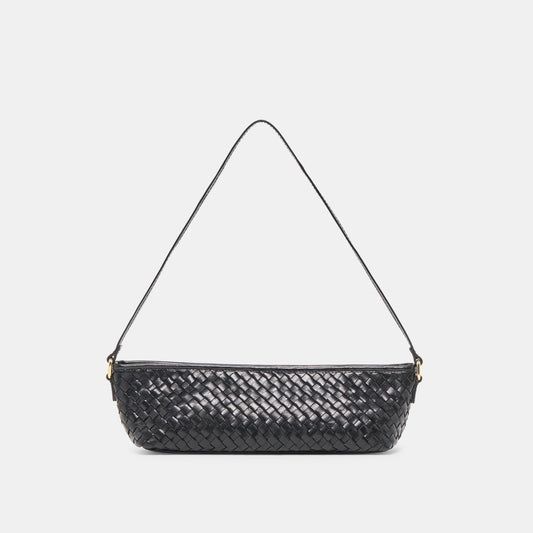 Dolce Vita HANDBAGS Savaii Black Woven Leather Shoulder Bag