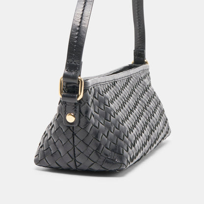 Dolce Vita HANDBAGS Savaii Black Woven Leather Shoulder Bag
