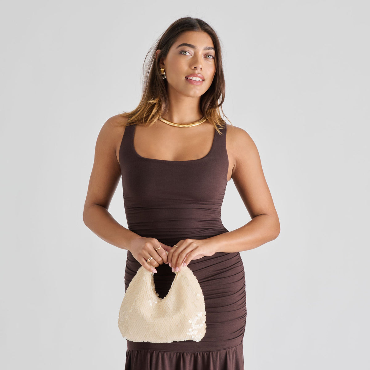 Dolce Vita HANDBAGS Dahlia Sequin Ivory Sequin Handbag