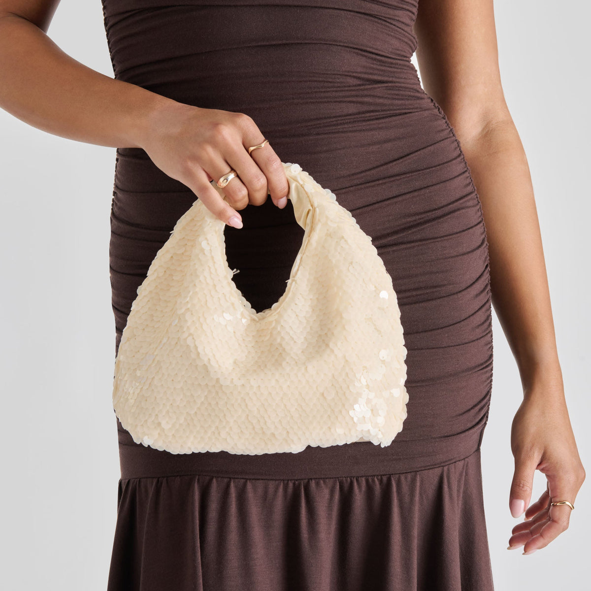 Dolce Vita HANDBAGS Dahlia Sequin Ivory Sequin Handbag
