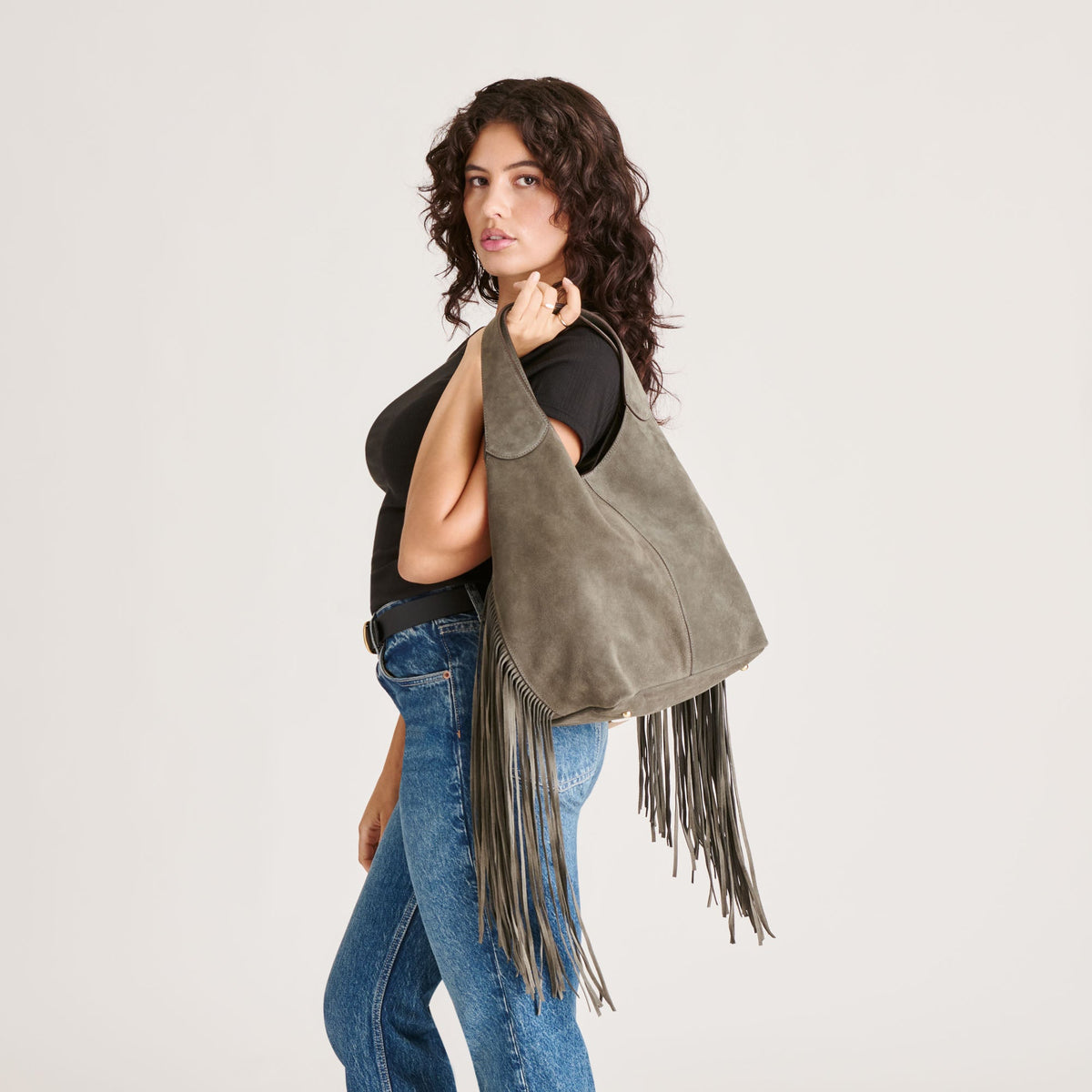Dolce Vita HANDBAGS Nakoma Olive Suede Shoulder Bag