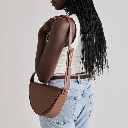 Dolce Vita HANDBAGS Sabine Brown Leather Shoulder Bag
