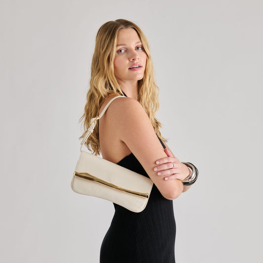 Dolce Vita HANDBAGS Azura White Leather Shoulder Bag