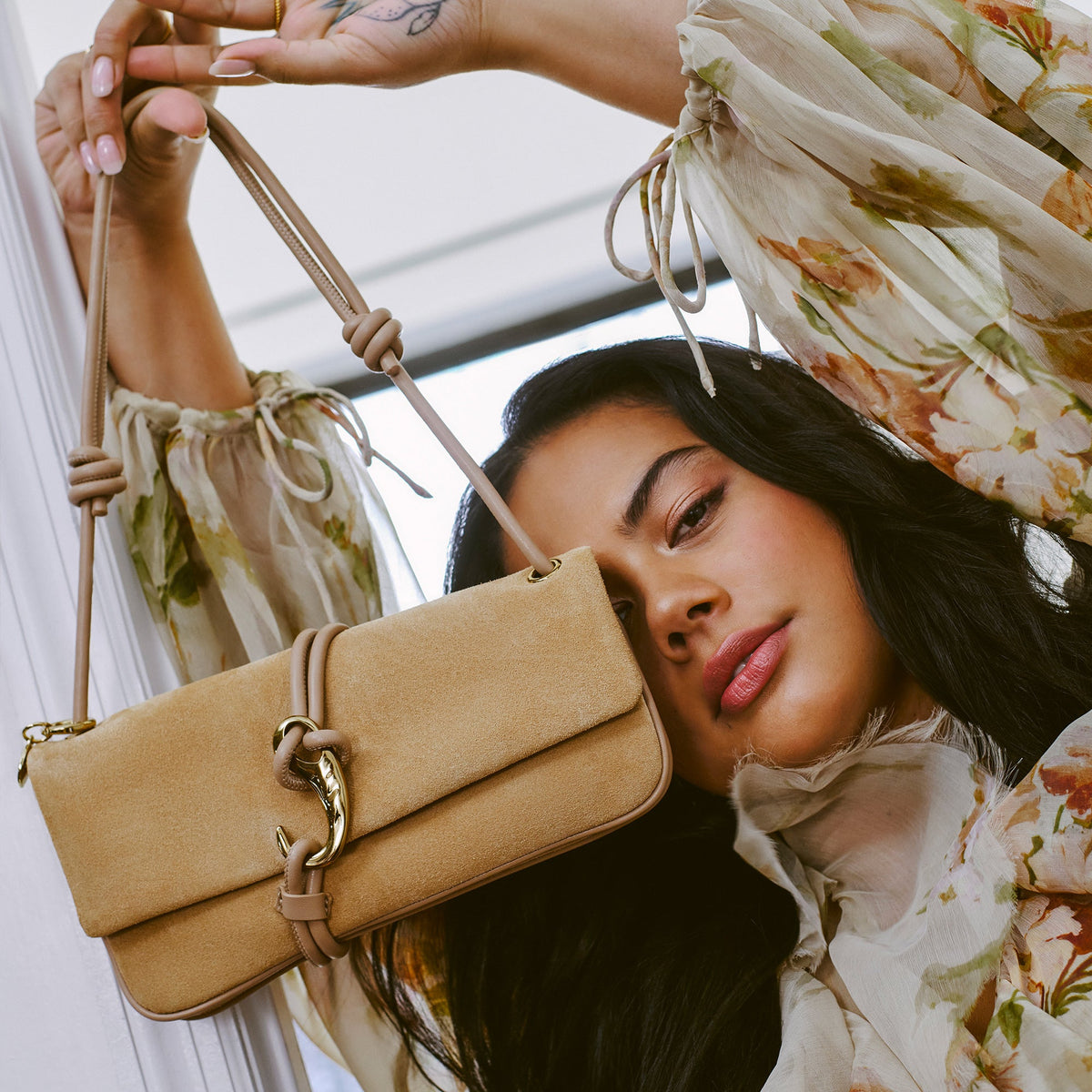 Dolce Vita HANDBAGS ALICE SHOULDER BAG BEIGE SUEDE
 – Dolce Vita