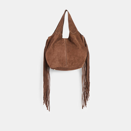 Dolce Vita HANDBAGS Nakoma Chocolate Suede Shoulder Bag