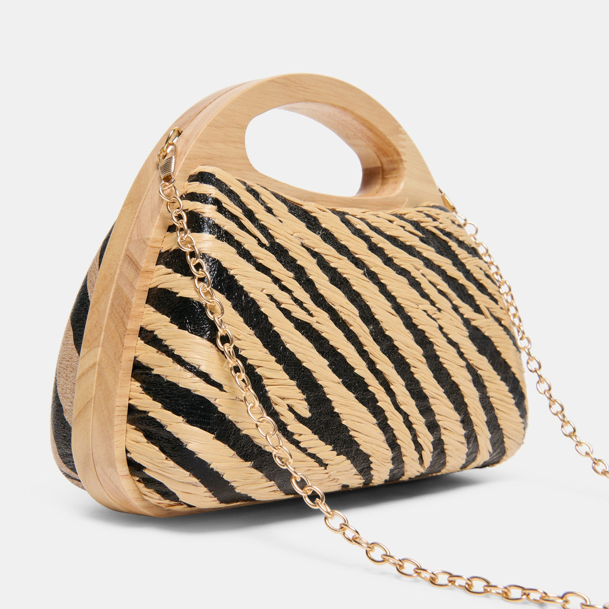 Dolce Vita HANDBAGS Maelie Black Natural Zebra Raffia Handbag
