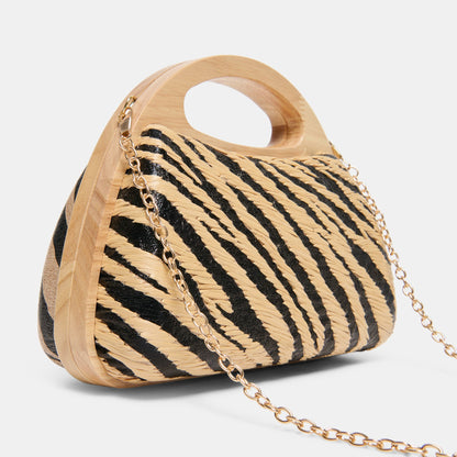 Dolce Vita HANDBAGS Maelie Black Natural Zebra Raffia Handbag