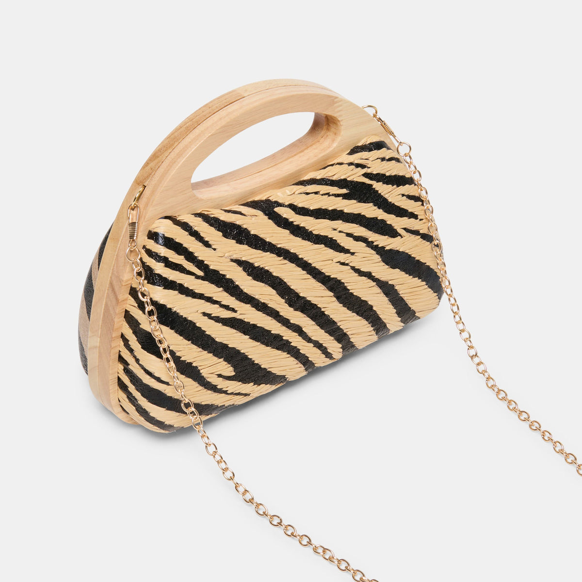 Dolce Vita HANDBAGS Maelie Black Natural Zebra Raffia Handbag