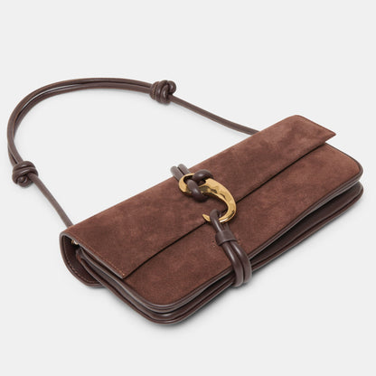 Dolce Vita ACCESSORIES Alice Chocolate Suede Shoulder Bag