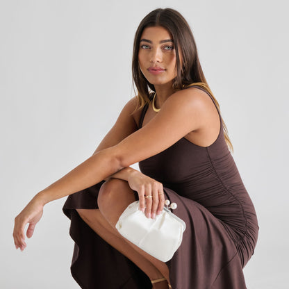 Dolce Vita ACCESSORIES Kendall White Satin Clutch