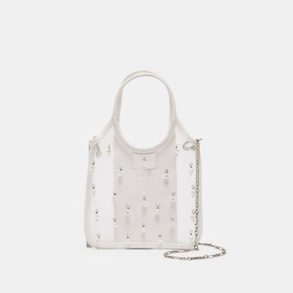 Dolce Vita ACCESSORIES SYLVENE PEARL White Mesh Removable Crossbody Handbag