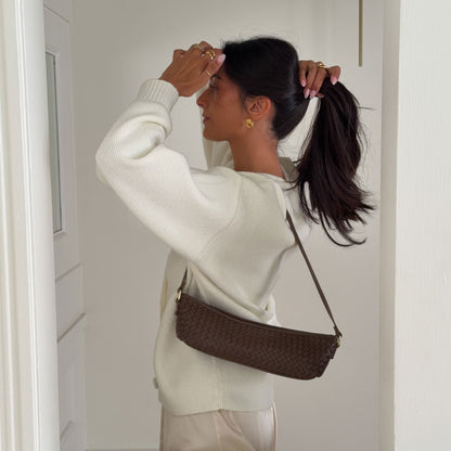 Dolce Vita ACCESSORIES Savaii Brown Woven Leather Shoulder Bag