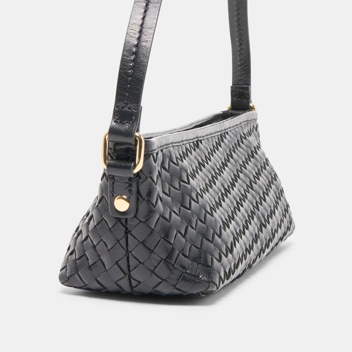 Dolce Vita ACCESSORIES Savaii Black Woven Leather Shoulder Bag