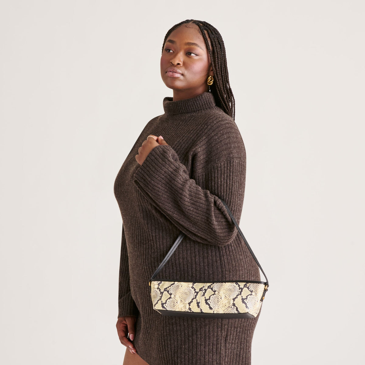 Dolce Vita ACCESSORIES Savaii Black White Snake Stella Shoulder Bag