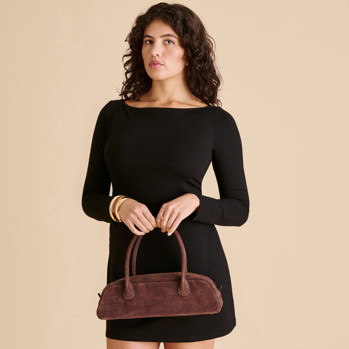 Dolce Vita ACCESSORIES Boracay Chocolate Suede Shoulder Bag