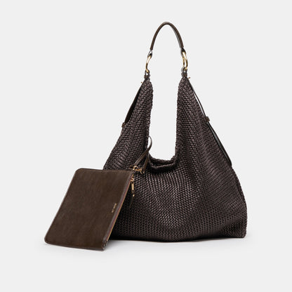 Dolce Vita ACCESSORIES Miriel Chocolate Raffia Tote