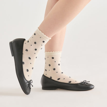 Dolce Vita Sale Flower Mesh White Black Anklet Socks