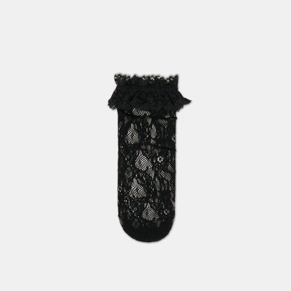 Dolce Vita Sale Lace Ruffle Black Crew Socks