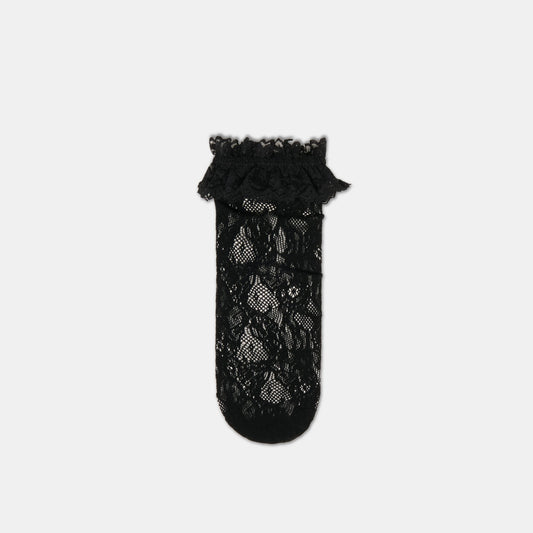 Dolce Vita Sale Lace Ruffle Black Crew Socks