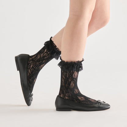 Dolce Vita Sale Lace Ruffle Black Crew Socks