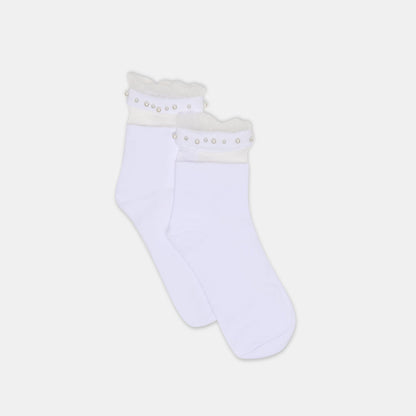 Dolce Vita Sale Sheer Ruffle White Pearl Anklet Socks