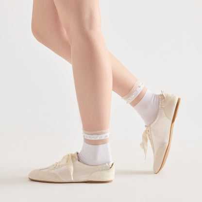 Dolce Vita Sale Sheer Ruffle White Pearl Anklet Socks