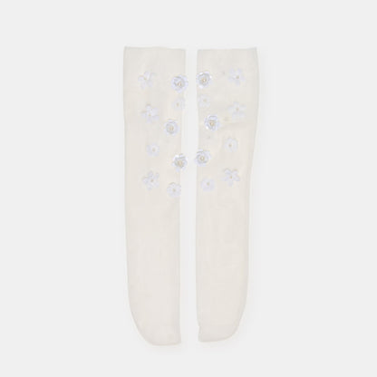 Dolce Vita Sale Floral Chiffon White Slouch Socks