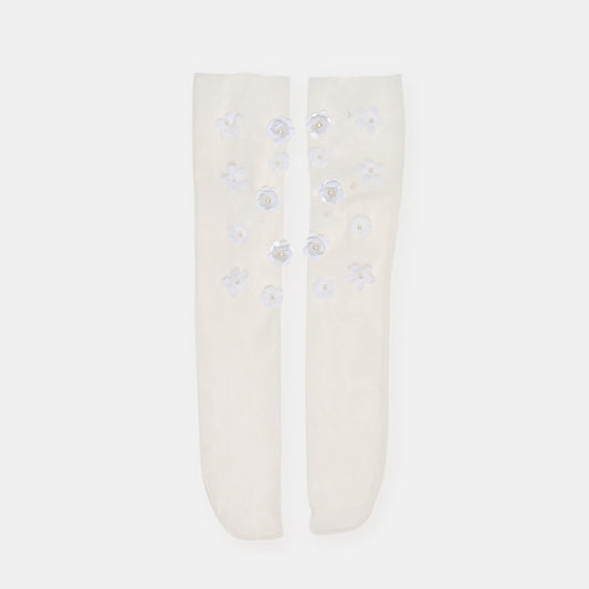 Dolce Vita Sale Floral Chiffon White Slouch Socks