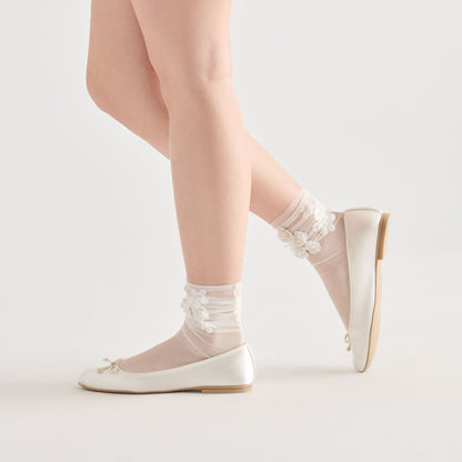 Dolce Vita Sale Floral Chiffon White Slouch Socks