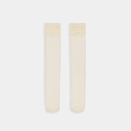Dolce Vita Sale Ruffle Ivory Sheer Knee High Socks
