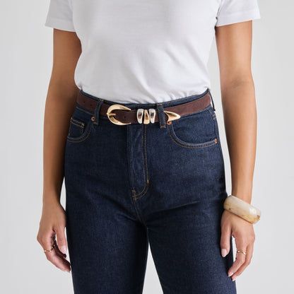 Dolce Vita ACCESSORIES Mixed Metal Mahogany Buckle Belt