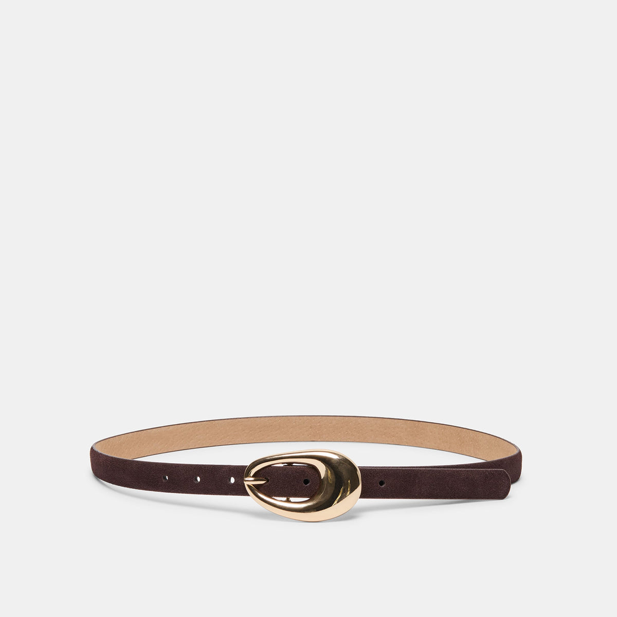 Dolce Vita ACCESSORIES Organic Oval Mahogany Gold Buckle Belt