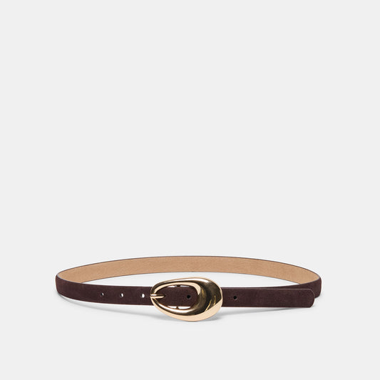 Dolce Vita ACCESSORIES Organic Oval Mahogany Gold Buckle Belt