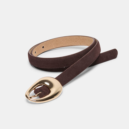 Dolce Vita ACCESSORIES Organic Oval Mahogany Gold Buckle Belt
