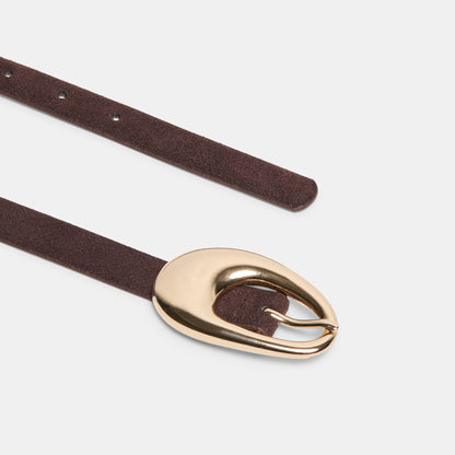 Dolce Vita ACCESSORIES Organic Oval Mahogany Gold Buckle Belt