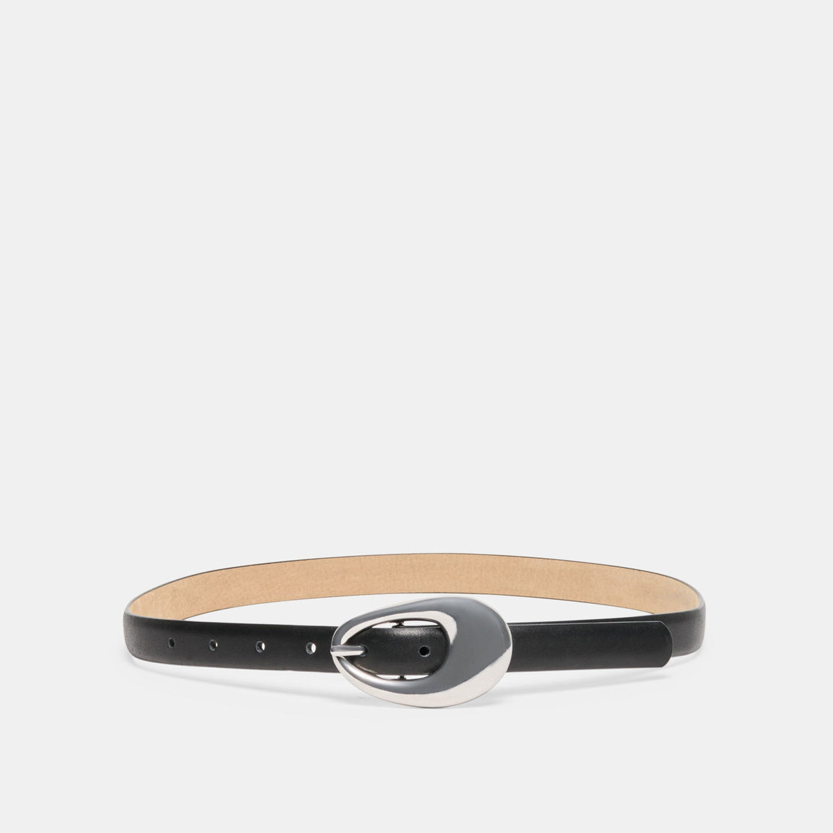 Dolce Vita ACCESSORIES Organic Oval Black Silver Buckle Belt