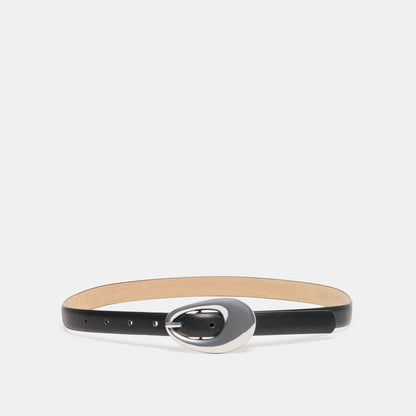 Dolce Vita ACCESSORIES Organic Oval Black Silver Buckle Belt
