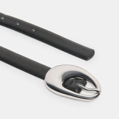 Dolce Vita ACCESSORIES Organic Oval Black Silver Buckle Belt